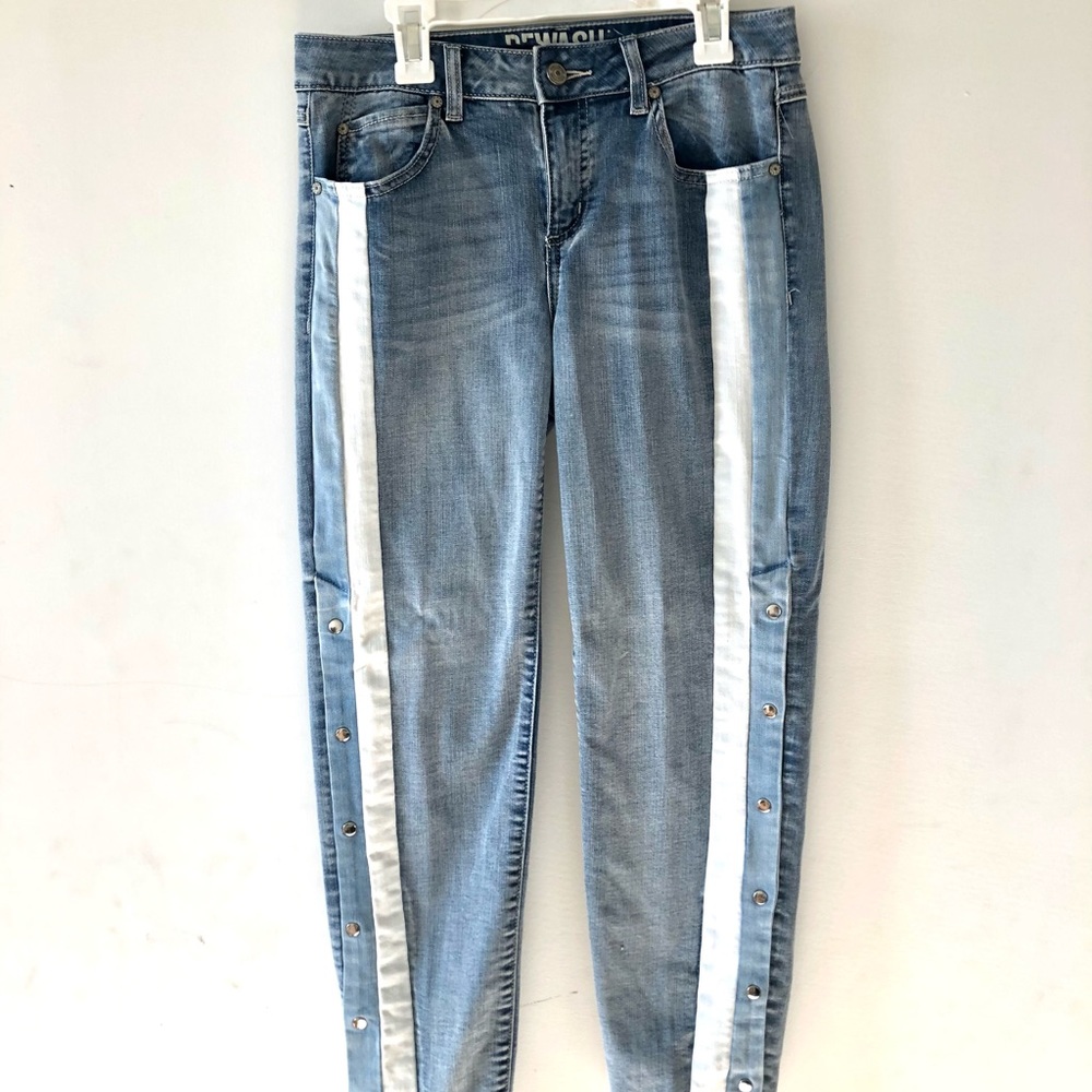 Tearaway Faded Jeans with White Side Stripe